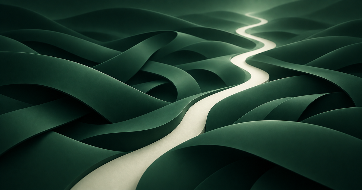 One solid paper seam revealed through layers of dark-green paper