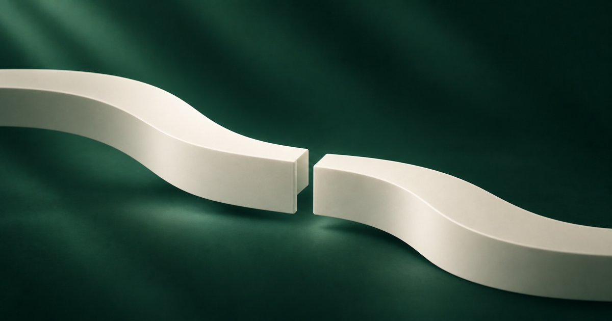 Two ivory paths separated by a small gap on a dark green landscape