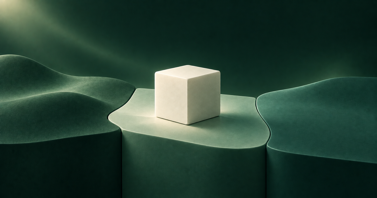 A solid ivory form resting on one of three connected green regions